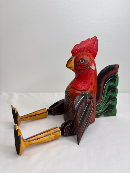 Chicken Bird Wooden Carved Figurine Animal Decor