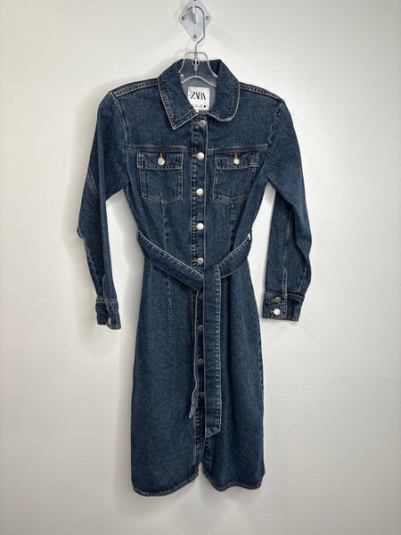 Zara Medium Length Denim Coat (S)