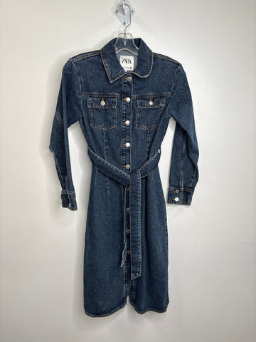 Zara Medium Length Denim Coat (S)