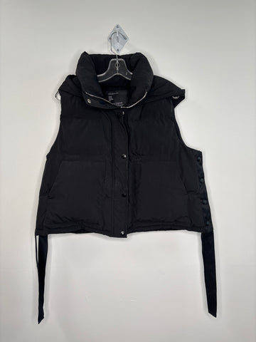 A/W Collection Black Zip-Up Puff Hooded Vest (M)