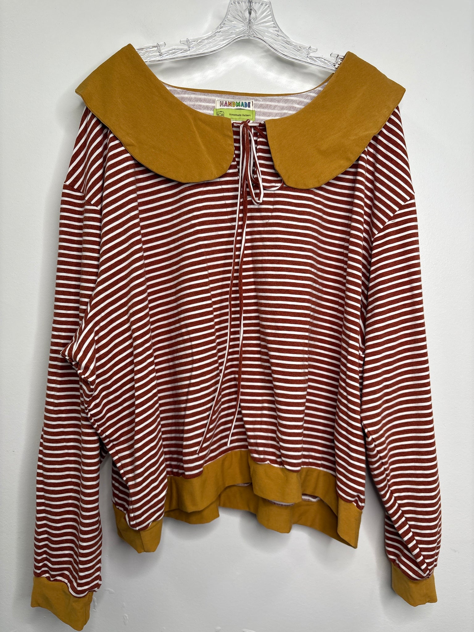 Handmade Peter-Pan Collar Striped Top