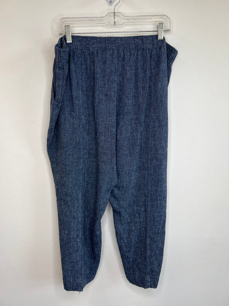 Ellen Tracy Navy Wide Leg Linen Capris (XL)