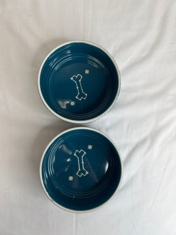 Top Paw Two-Toned Blue Pet Dishes Set Of 2