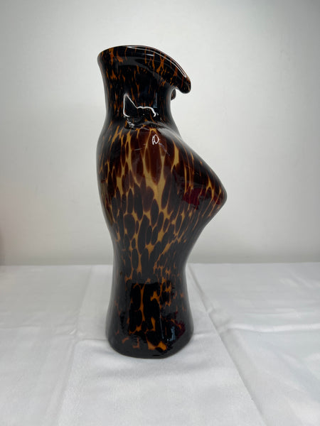 Vintage Murano Style Leopard Art Glass Female Bust Vase