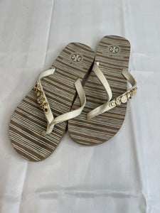 Tory Burch Kiley Leather Charm Flip Flops