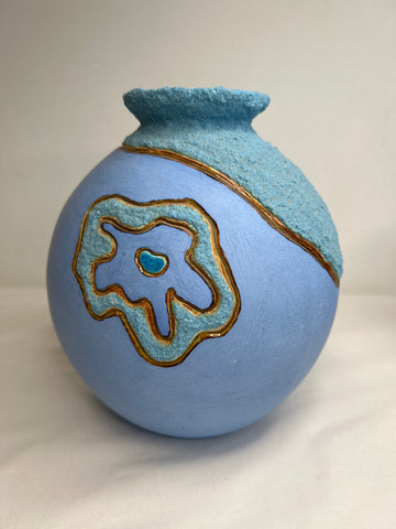 Vintage Handcrafted Blue Ceramic Vase