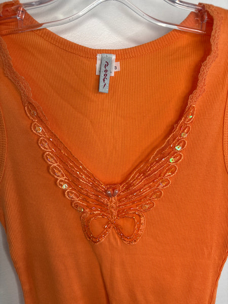 Retro Poof! Y2K Butterfly Sequined Beaded Tank (M)