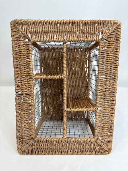 Metal Wicker Silverware Caddy Picnic Basket