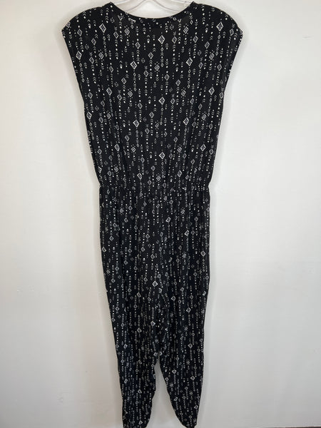 LCW Casual Black Print Jumpsuit (EU 40)