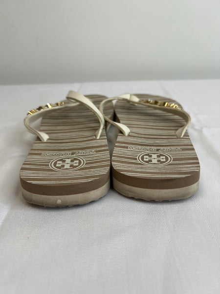 Tory Burch Kiley Leather Charm Flip Flops