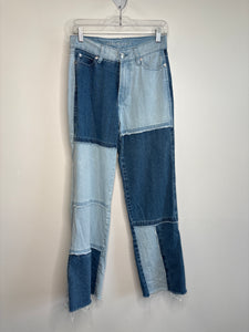 Aéropostale Patchwork High Rise Wide Leg Denim Jeans