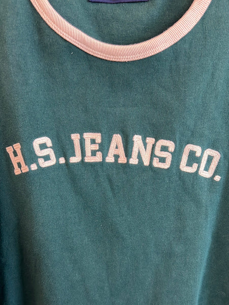 Vintage Higher State 'H.S Jeans Co.' Embroidered Long-Sleeve Top (M)