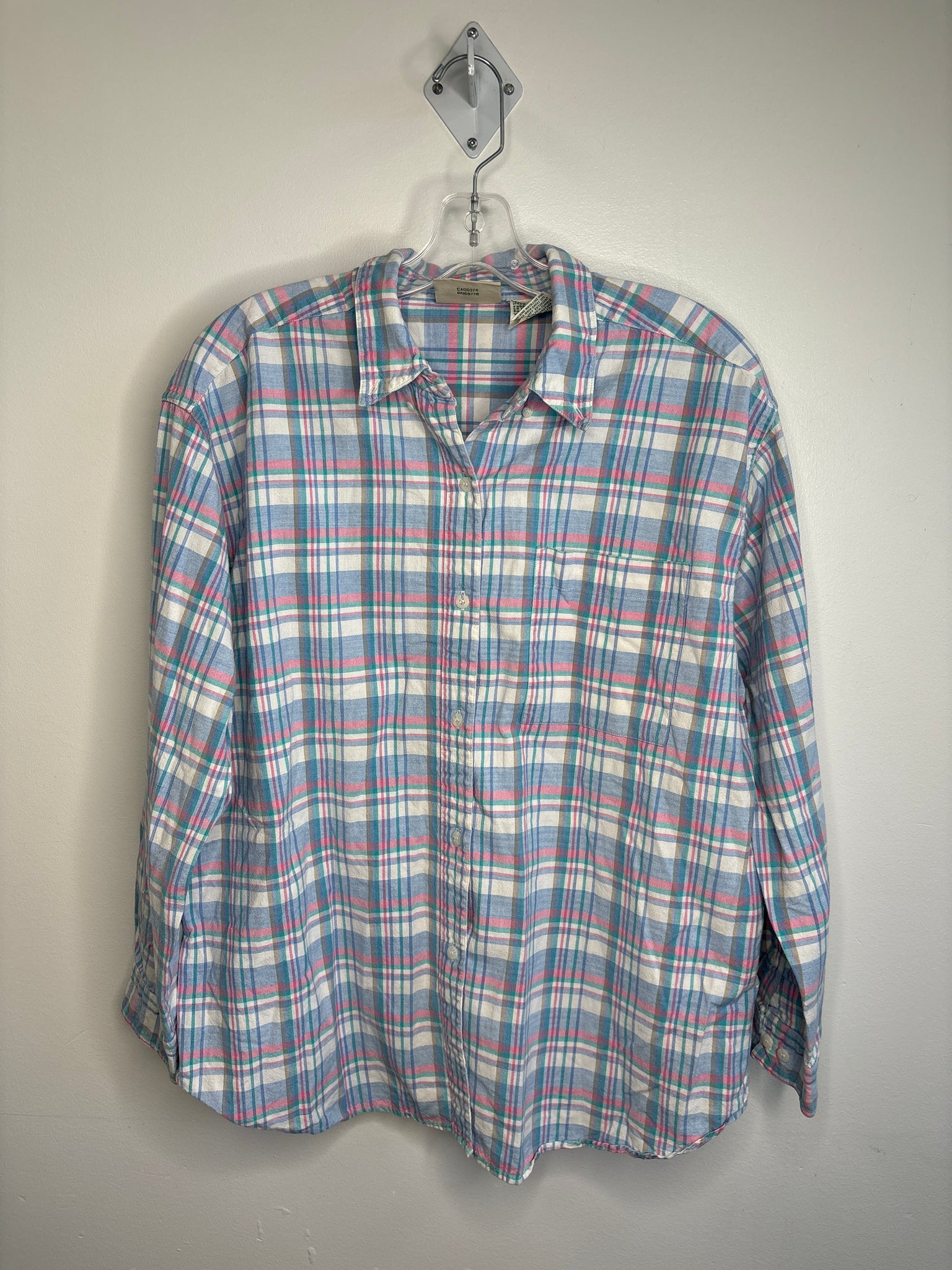 Northern Reflections Plaid Cotton Button-Down Shirt (XL)