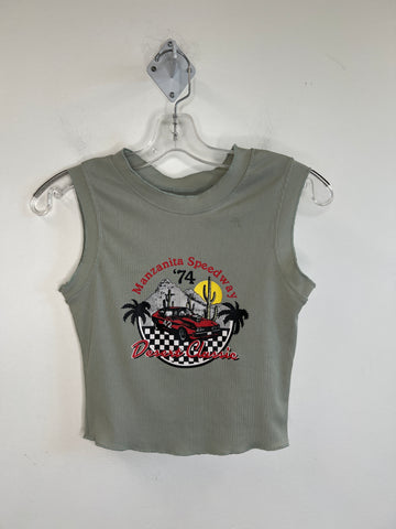 Manzanillo Speedway '74 Desert Classic Mint Green Sleeveless Crop Top (XS)