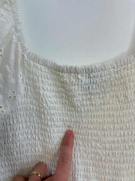 Mystic Threads Puff-Sleeve Eyelet Mini Dress (M)
