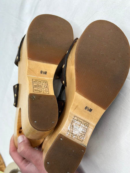 Michael Kors Ashley Leather & Wood Cutout Wedge Platform Heels (6 1/2 M)