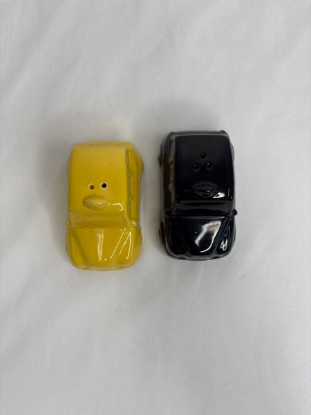SET OF 2 Yellow And Black Taxi Cab Salt And Pepper Shakers