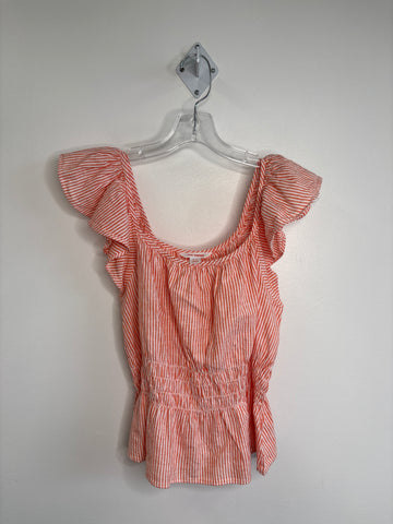 Joe Fresh Linen-Cotton Blend Ruffled-Sleeve Babydoll Top (XS)