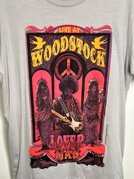 Jimi Hendrix Woodstock 1969 Lover Man Graphic Tee (L)