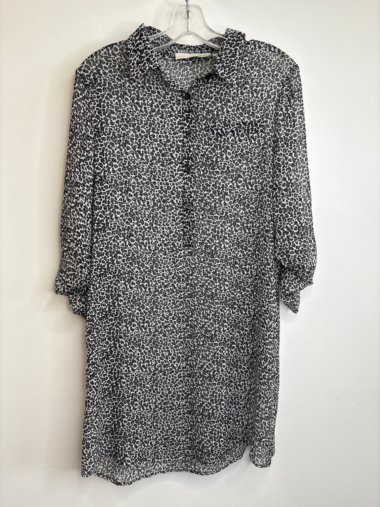 Kersh Leopard Print Sheer Midi Dress (S)