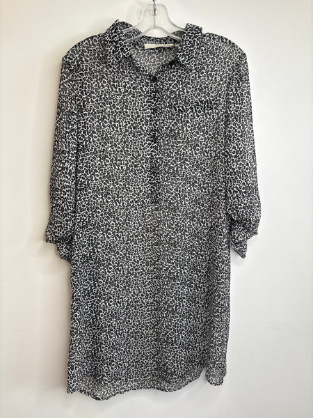 Kersh Leopard Print Sheer Midi Dress (S)