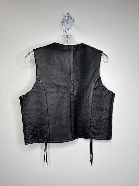 Vintage Adnan Leather Collection Motorcycle Snap-Button Vest (S)