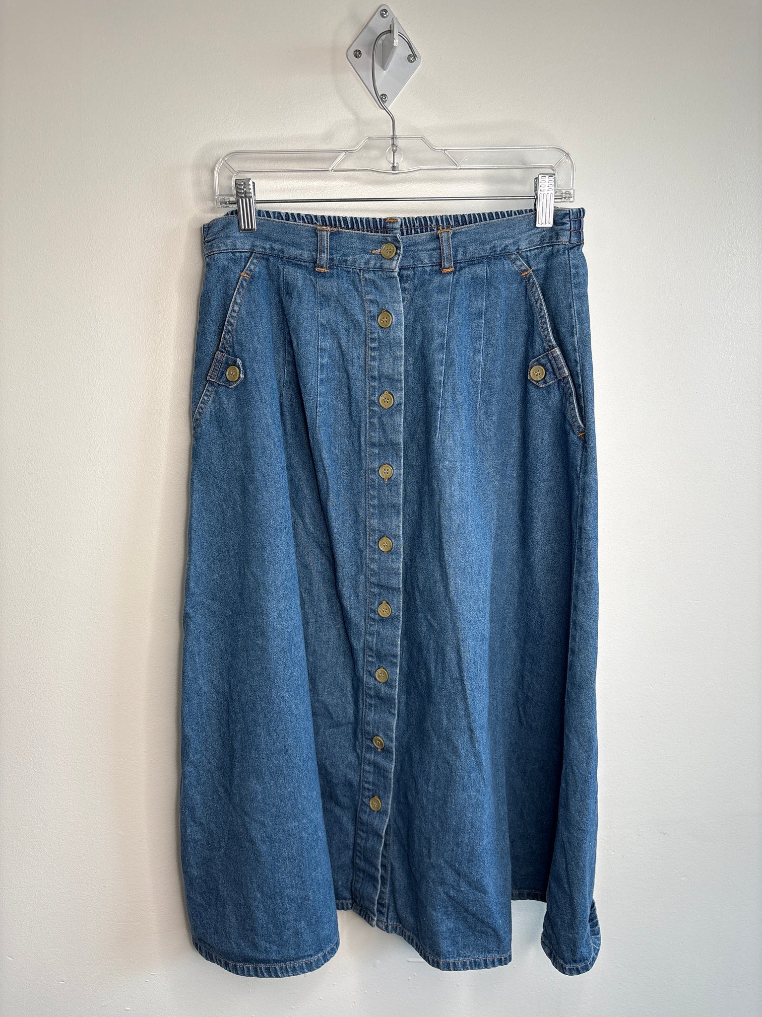 Vintage Dixie Blues Cotton Denim Midi Skirt (7)