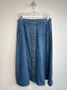 Vintage Dixie Blues Cotton Denim Midi Skirt (7)
