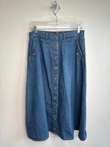 Vintage Dixie Blues Cotton Denim Midi Skirt (7)