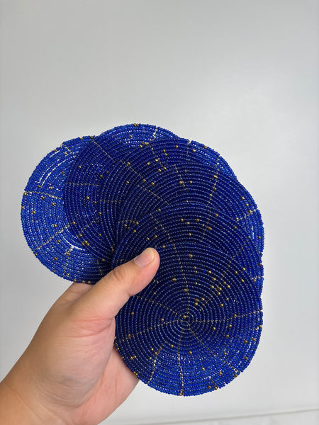 SET OF 6 African Beaded Coasters