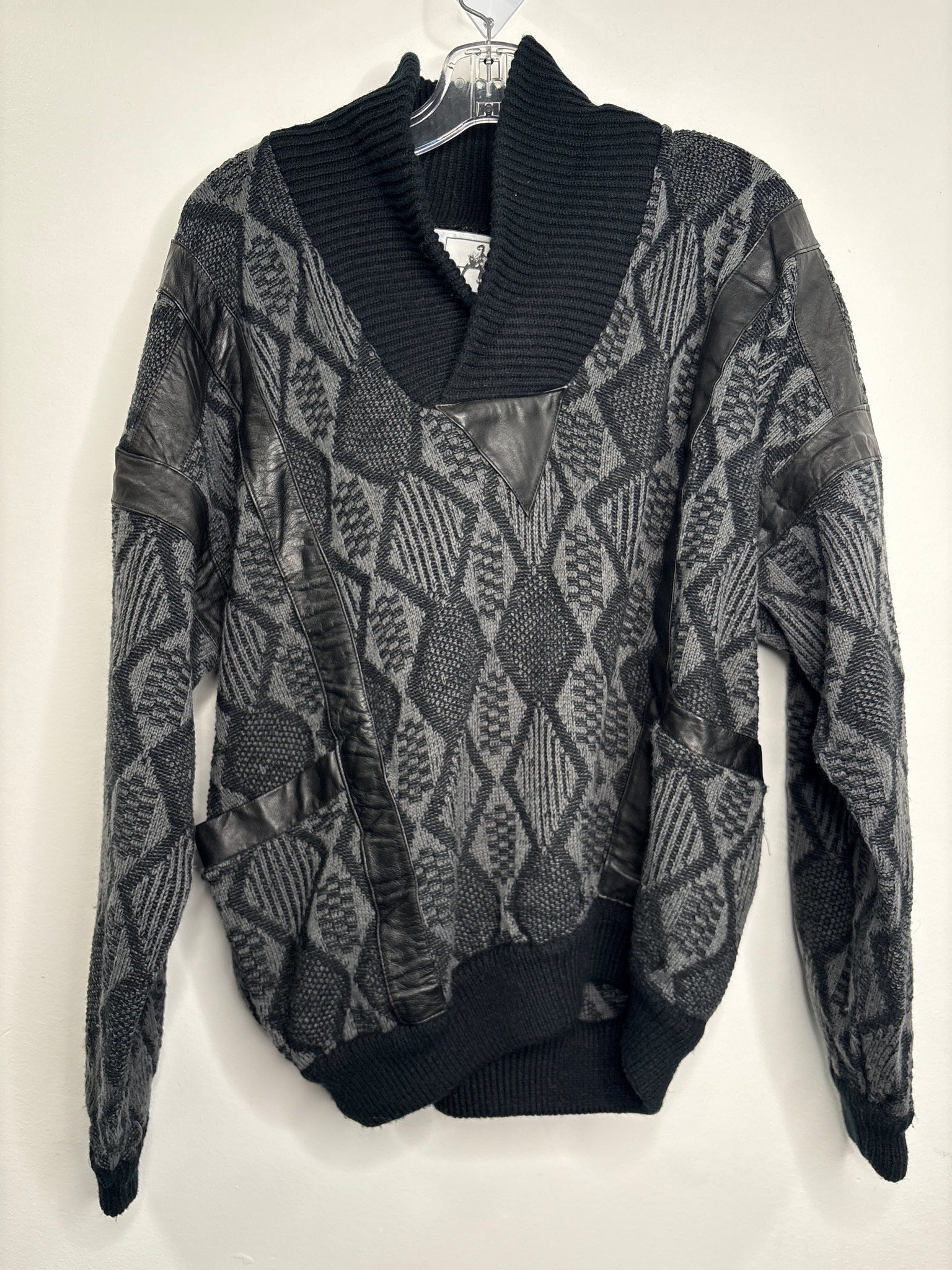 Vintage Nino Foriero by Randy River Leather Trim Knit Pullover Sweater (L)