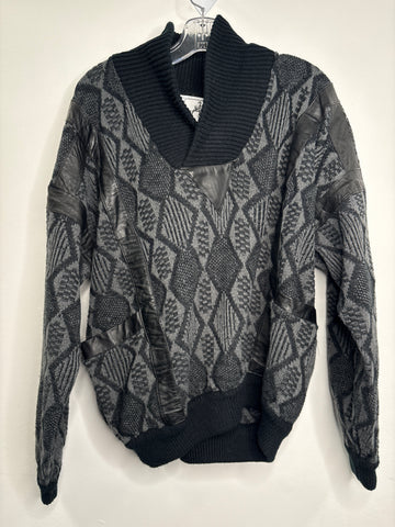 Vintage Nino Foriero by Randy River Leather Trim Knit Pullover Sweater (L)