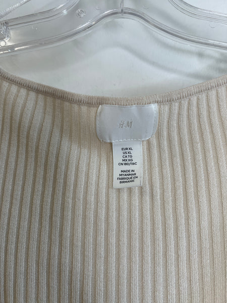 H&M White Long-Sleeve Ribbed Shirt (XL)