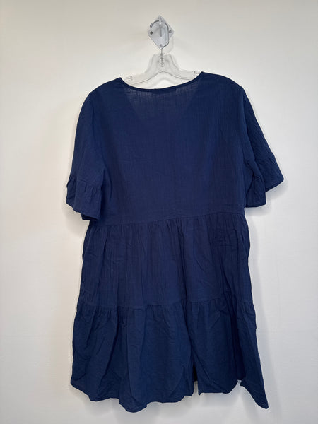 Fancyinn Blue Cotton-Blend Babydoll Dress (XL)