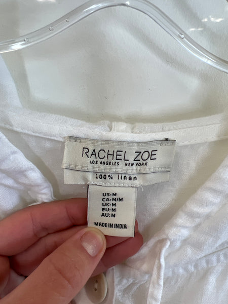 Rachel Zoe White Lien Button-Up Hoodie (M)