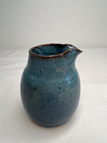 Small Blue Glazed Ceramic Pitcher (Dragonfly Stamp)