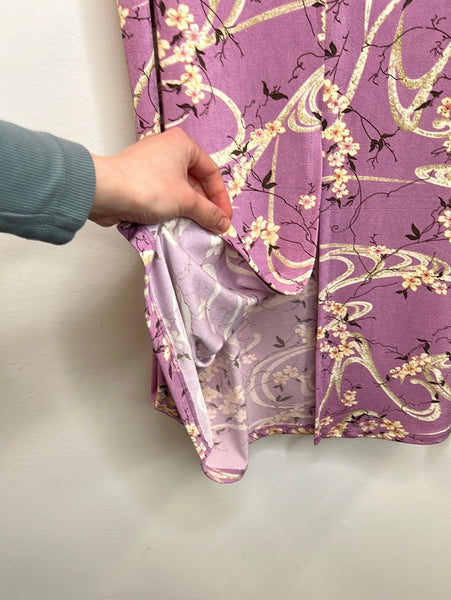 Retro Kim &Co Floral Print Back Slit Maxi Skirt (L)