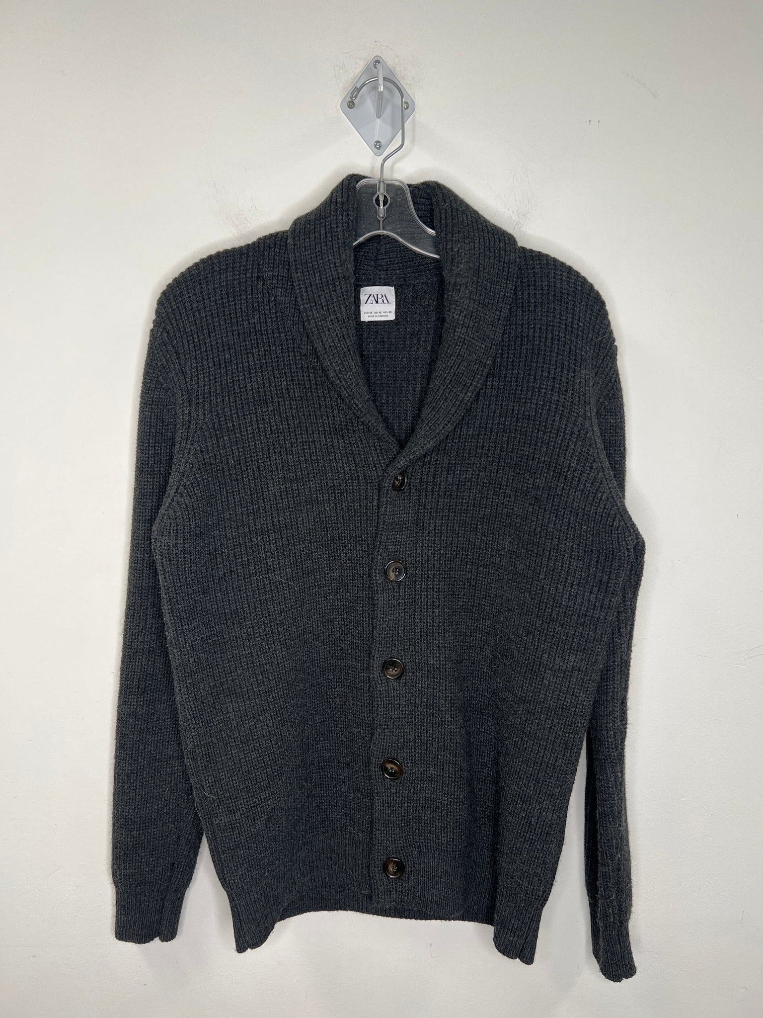 Zara Dark Grey Button-Up Long-Sleeve Cardigan (M)