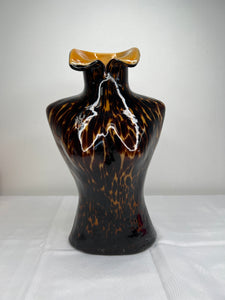 Vintage Murano Style Leopard Art Glass Female Bust Vase