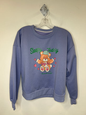 Sleepy Teddy "Hug Me" Perriwinkle Blue Crewneck Sweatshirt (M)