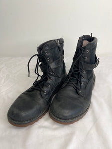 UGGs Black Leather Lace Up Combat Boots (US 4)