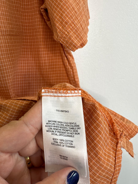 Columbia Orange Cotton Plaid Button-Down Shirt (M)