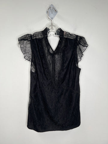 BCBGeneration Black Lace Sleeveless Blouse (XS)