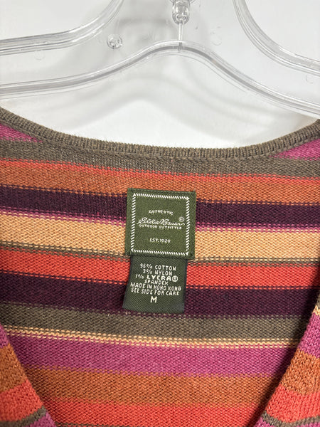 Eddie Bauer Striped V-neck Cotton Sweater (M)