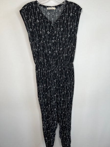 LCW Casual Black Print Jumpsuit (EU 40)