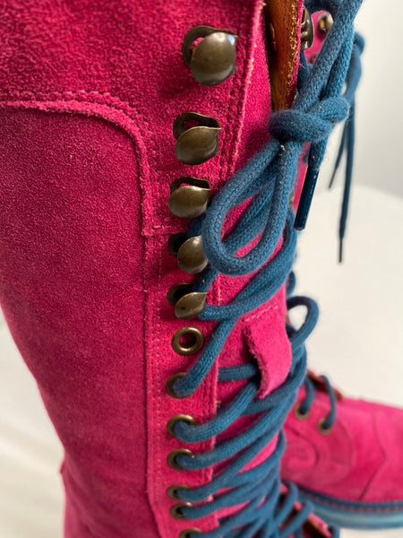 John Fluevog 7th Heaven Zachary Suede Leather Tall Combat Boots (M4 / W6)