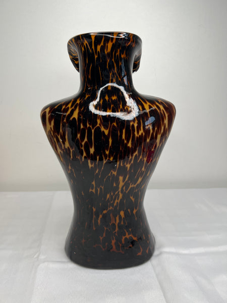 Vintage Murano Style Leopard Art Glass Female Bust Vase