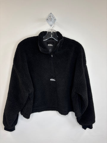 Quiksilver Black 1/4 Zip Cropped Fleece Jacket (L)