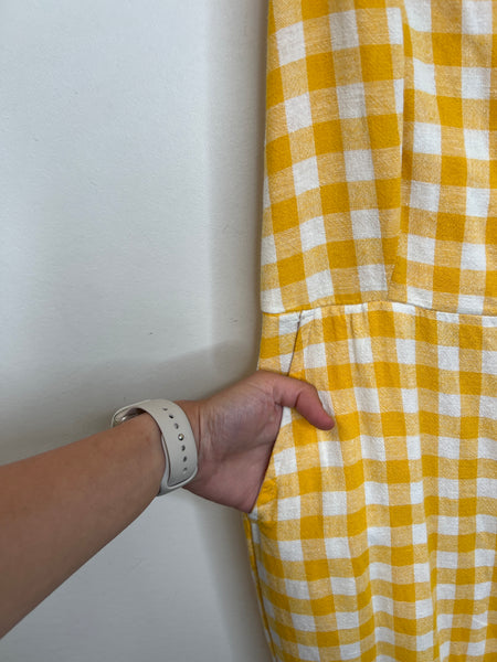 Yellow Gingham Sleeveless Jumpsuit (S Tall)