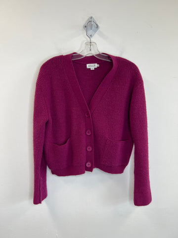 Molly Bracken Magenta Drop-Shoulder Patch-Pocket Cardigan (M)